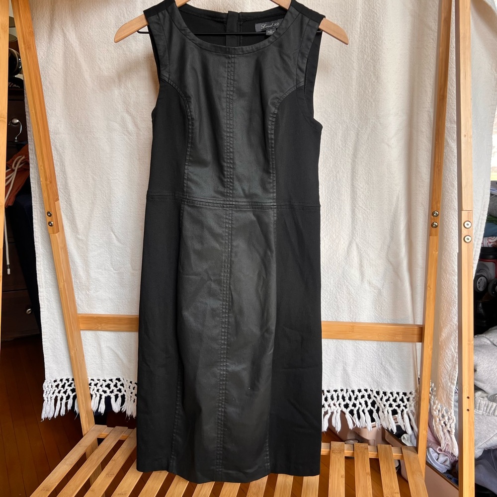 Level 99 Black Sleeveless Midi Sheath Dress